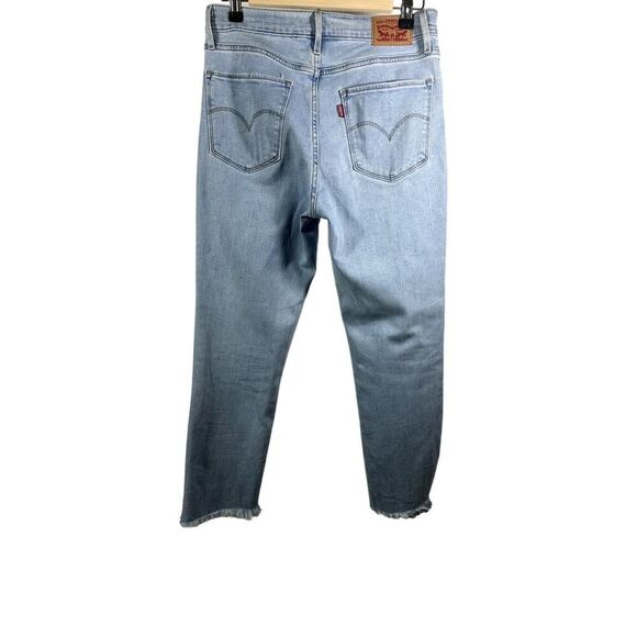 LEVI'S Women's 724 High Rise Straight Crop Fringe Hem Denim Jeans Blue Size 29 - Picture 7 of 8